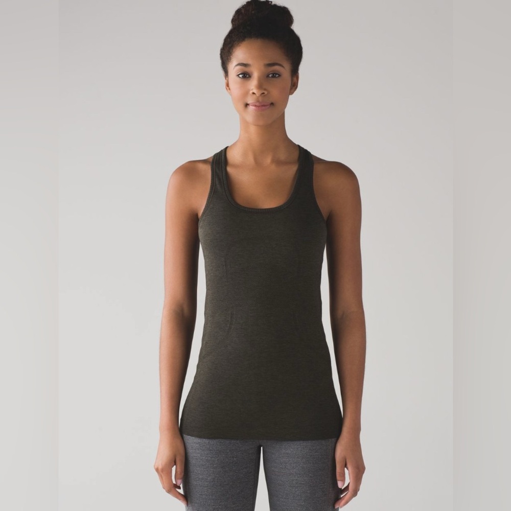 Lululemon Swiftly Tech Racerback Dark Olive / Black